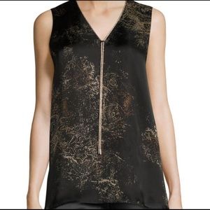 Lafayette 148 Silk Black and Gold Print Tank SP